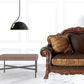46" Brown and Cherry Blossom Pink Faux Leather Floral Tufted Arm Chair And Toss Pillow