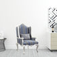 31" Blue and White Fabric Striped Wingback Chair And Toss Pillow