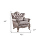 45" Champagne Fabric Floral Tufted Arm Chair And Toss Pillow