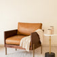 31" Brown Top Grain Leather And Solid Wood Arm Chair