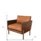 31" Brown Top Grain Leather And Solid Wood Arm Chair