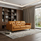 83" Orange Leather Sofa With Black Legs