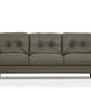 83" Green Leather Sofa With Black Legs
