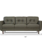 83" Green Leather Sofa With Black Legs