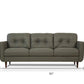 83" Green Leather Sofa With Black Legs