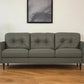 83" Green Leather Sofa With Black Legs
