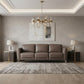 83" Taupe Leather Sofa With Black Legs