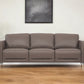 83" Taupe Leather Sofa With Black Legs
