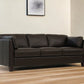 81" Chocolate Leather Sofa With Black Legs