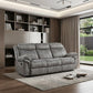 87" Gray Velvet Reclining USB Sofa With Black Legs