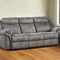 87" Gray Velvet Reclining USB Sofa With Black Legs