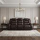 90" Brown Faux Leather Reclining Sofa With Black Legs