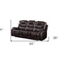 90" Brown Faux Leather Reclining Sofa With Black Legs
