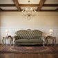 96" Bone Faux Leather Sofa And Toss Pillows With White Legs