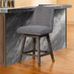 26" Gray Solid Wood Swivel Bar Chair