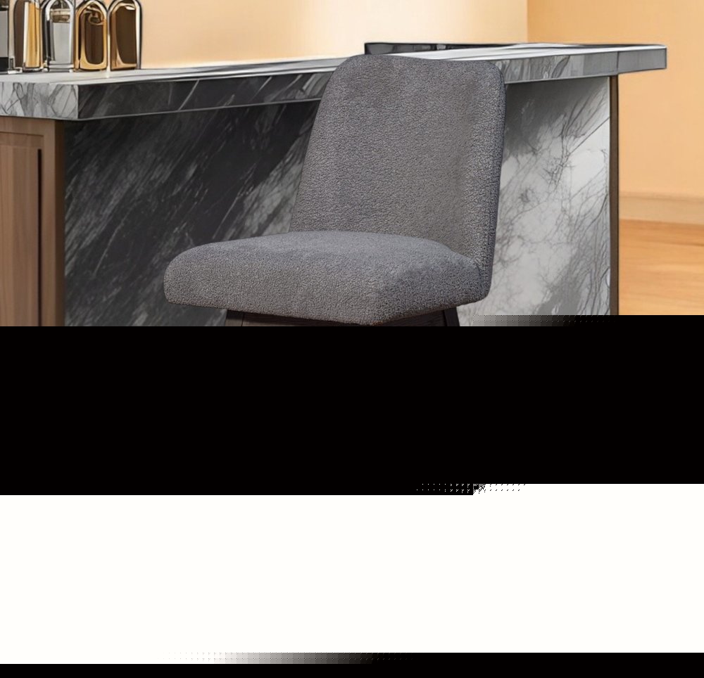 26" Gray Solid Wood Swivel Bar Chair