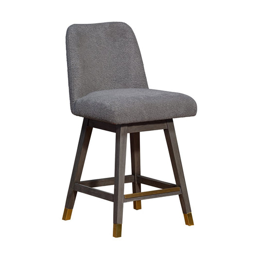 26" Gray Solid Wood Counter Height Swivel Bar Chair