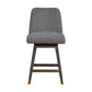 26" Gray Solid Wood Swivel Bar Chair