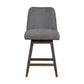 26" Gray Solid Wood Counter Height Swivel Bar Chair