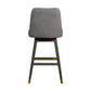 30" Gray Solid Wood Bar Height Swivel Bar Chair
