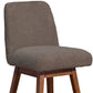 26" Taupe and Brown Solid Wood Counter Height Swivel Bar Chair