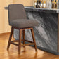 26" Taupe and Brown Solid Wood Counter Height Swivel Bar Chair