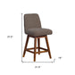 26" Taupe and Brown Solid Wood Counter Height Swivel Bar Chair