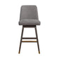 30" Gray and Brown Fabric and Solid Wood Swivel Bar Chair