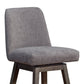 30" Gray and Brown Fabric and Solid Wood Swivel Bar Chair