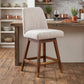 Beige And Brown Solid Wood Swivel Counter Height Bar Chair