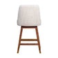 Beige And Brown Solid Wood Swivel Counter Height Bar Chair