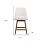 Beige And Brown Solid Wood Swivel Counter Height Bar Chair