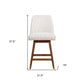 Beige And Brown Solid Wood Swivel Counter Height Bar Chair