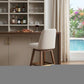 Beige and Brown Solid Wood Bar Height Swivel Bar Chair