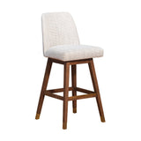Beige and Brown Solid Wood Bar Height Swivel Bar Chair