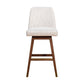 Beige and Brown Solid Wood Bar Height Swivel Bar Chair