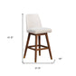 Beige and Brown Solid Wood Bar Height Swivel Bar Chair