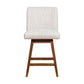26" Beige And Brown Solid Wood Swivel Bar Height Bar Chair