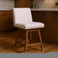 26" Beige And Brown Solid Wood Swivel Bar Height Bar Chair