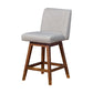 26" Taupe and Brown Solid Wood Counter Height Swivel Bar Chair