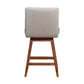 26" Taupe and Brown Solid Wood Counter Height Swivel Bar Chair