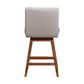 26" Taupe and Brown Solid Wood Counter Height Swivel Bar Chair