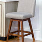 26" Taupe and Brown Solid Wood Counter Height Swivel Bar Chair
