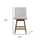 26" Taupe and Brown Solid Wood Counter Height Swivel Bar Chair
