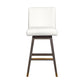 30" Pearl and Gray Upholstered and Solid Wood Bar Height Swivel Bar Chair