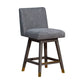 26" Gray and Brown Solid Wood Counter Height Swivel Bar Chair