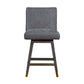 26" Gray and Brown Solid Wood Counter Height Swivel Bar Chair