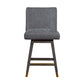 26" Gray and Brown Solid Wood Counter Height Swivel Bar Chair