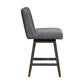 26" Gray and Brown Solid Wood Counter Height Swivel Bar Chair