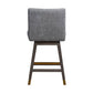 26" Gray and Brown Solid Wood Counter Height Swivel Bar Chair